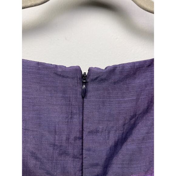 Nieman Marcus Target Lela Rose Dress 12 Silk Fit Flare Purple Floral Hi Lo Party - Picture 7 of 10